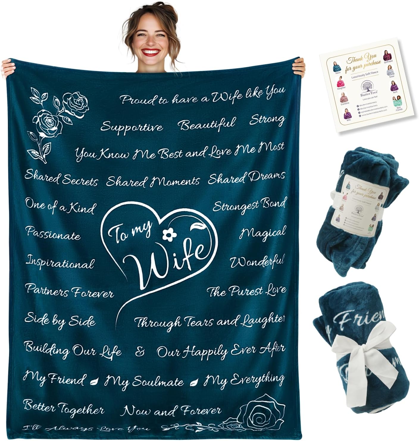 To My Wife Gift Blanket (Coral Blue) by ButterTree® ButterTree