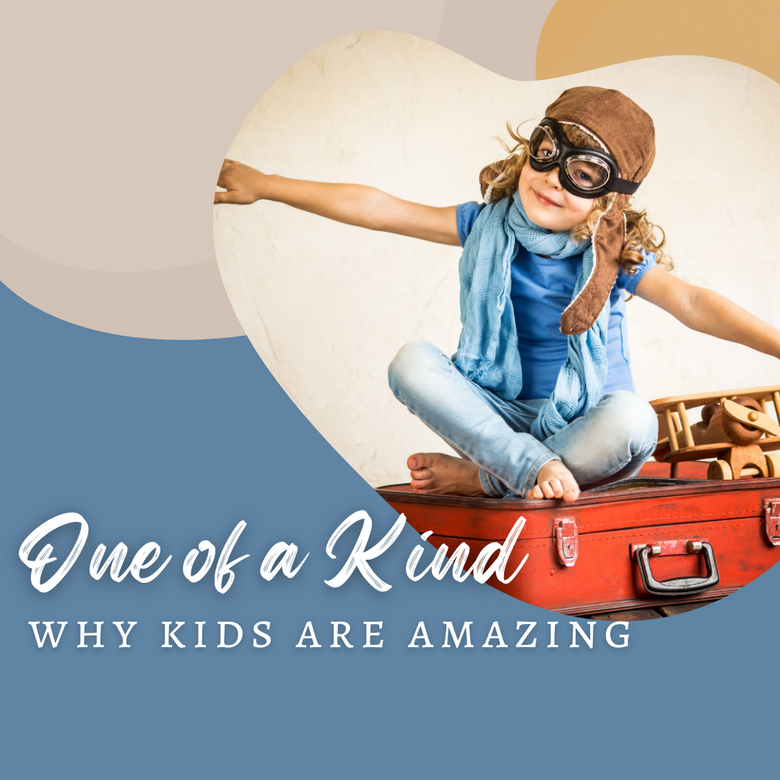 One of a Kind: Why Kids Are Amazing / a picture of a happy kid playing with a toy airplane 