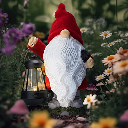 Solar Garden Decor Gnomes Garden Decorations for Yard & Lawn - Red