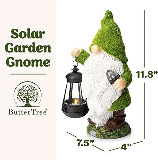 Solar Garden Decor Gnomes Garden Decorations for Yard & Lawn Green