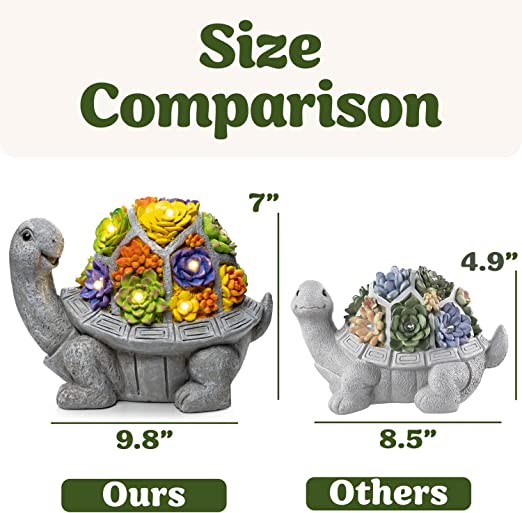 Solar Turtle Garden Decor for Outside  7.68 x 5.91 x 9.84 Inches, Purple