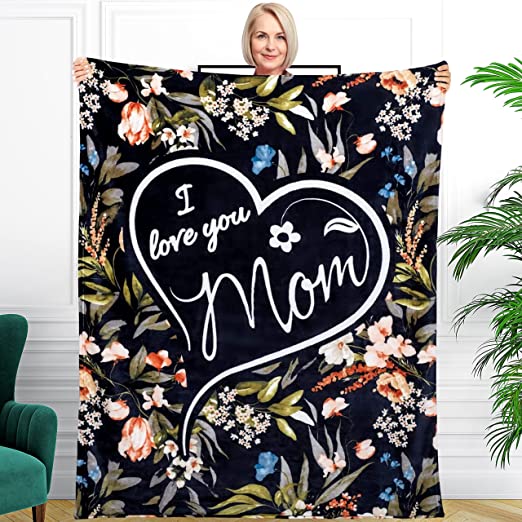 Mothers Day Gifts For Mum From Daughter & Son, Mum Gifts, Mum Blanket, Mum Birthday Gifts, Presents for Mum, I Love You Mum, birthday gifts for mum on her birthday 65'' X 50'' (flowers))