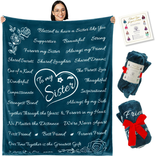 To My Sister Gift Blanket (Coral Blue) by ButterTree® ButterTree