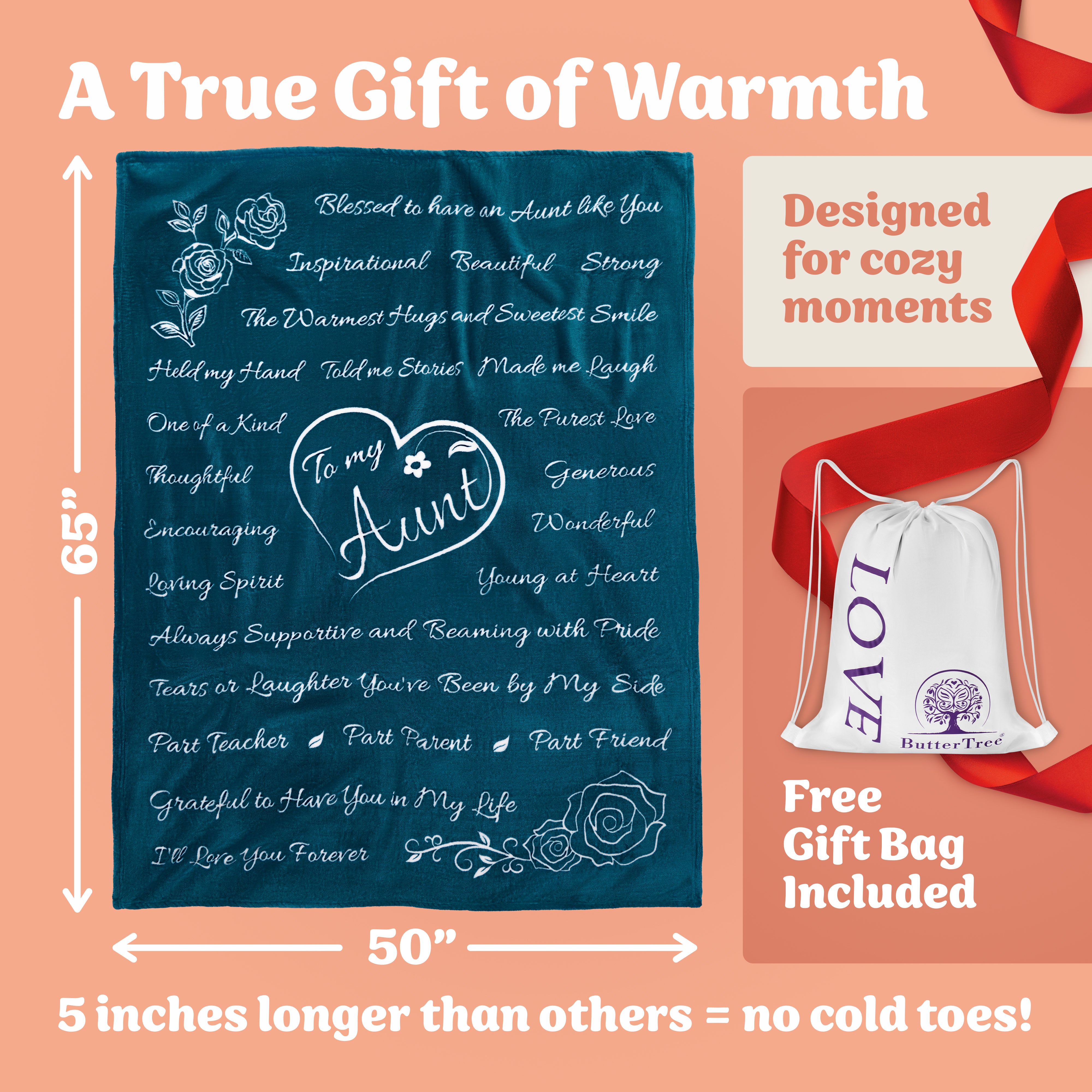 Aunt Gift Blanket (Coral Blue)