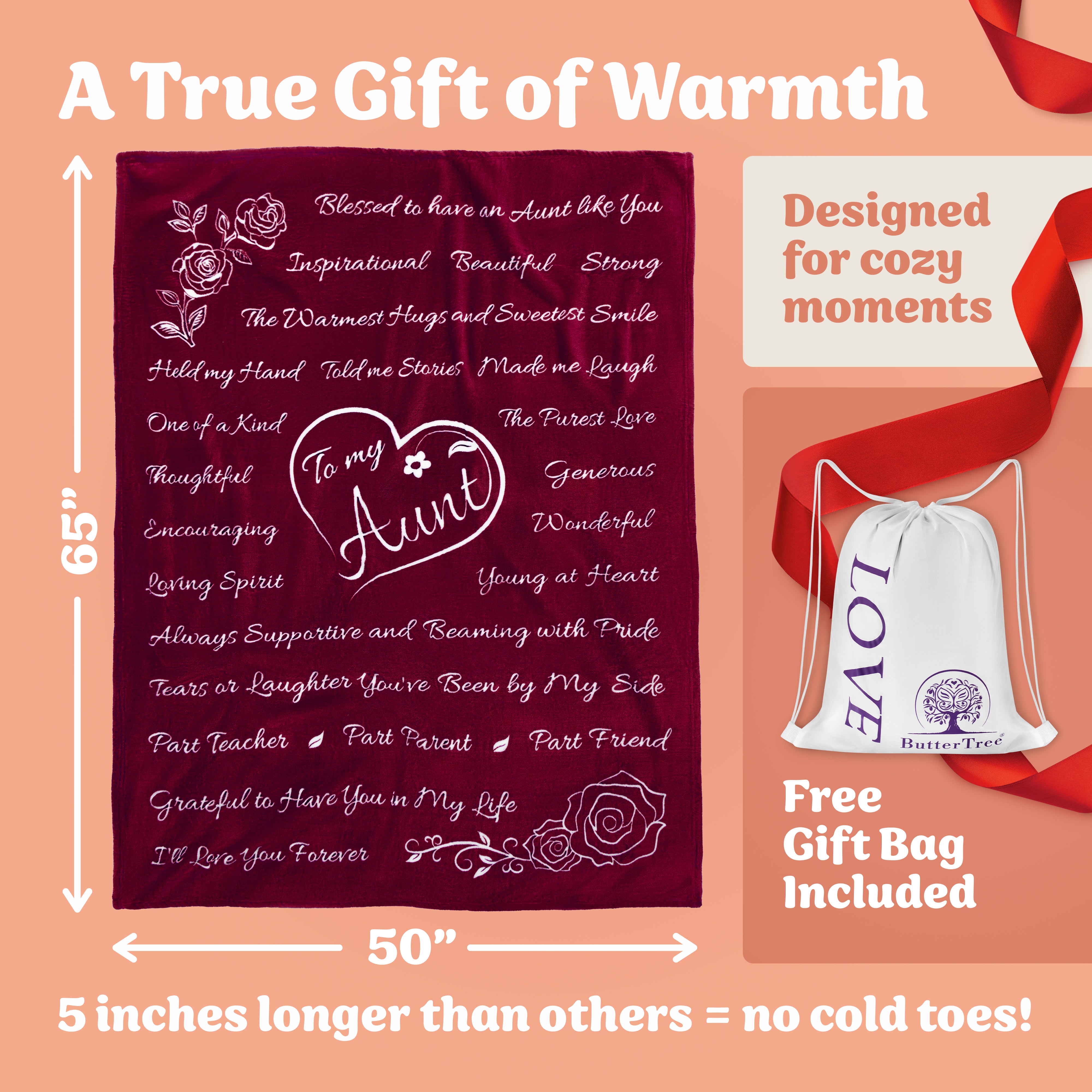 Aunt Gift Blanket (Merlot Red)