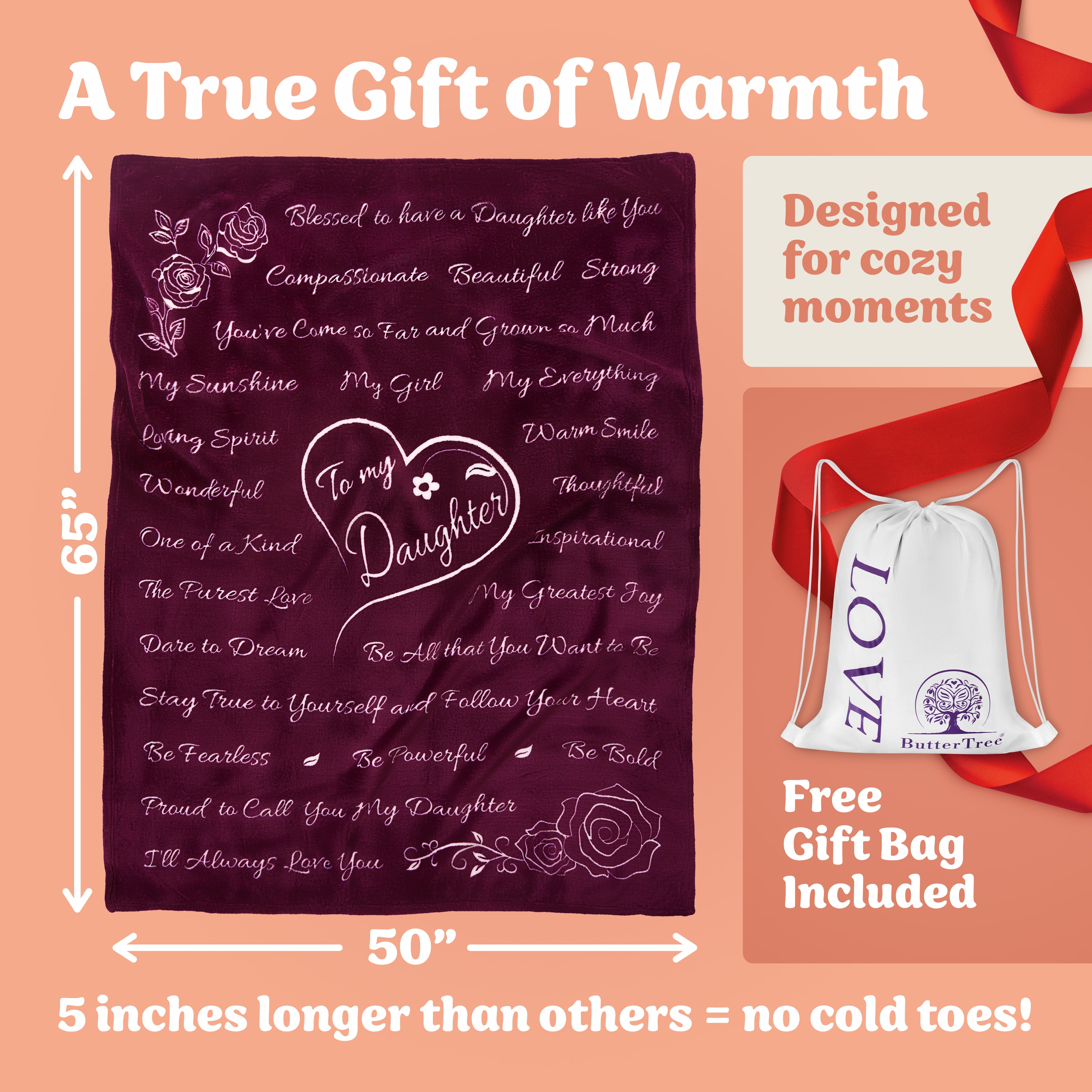 Daughter Gift Blanket (Merlot Red)