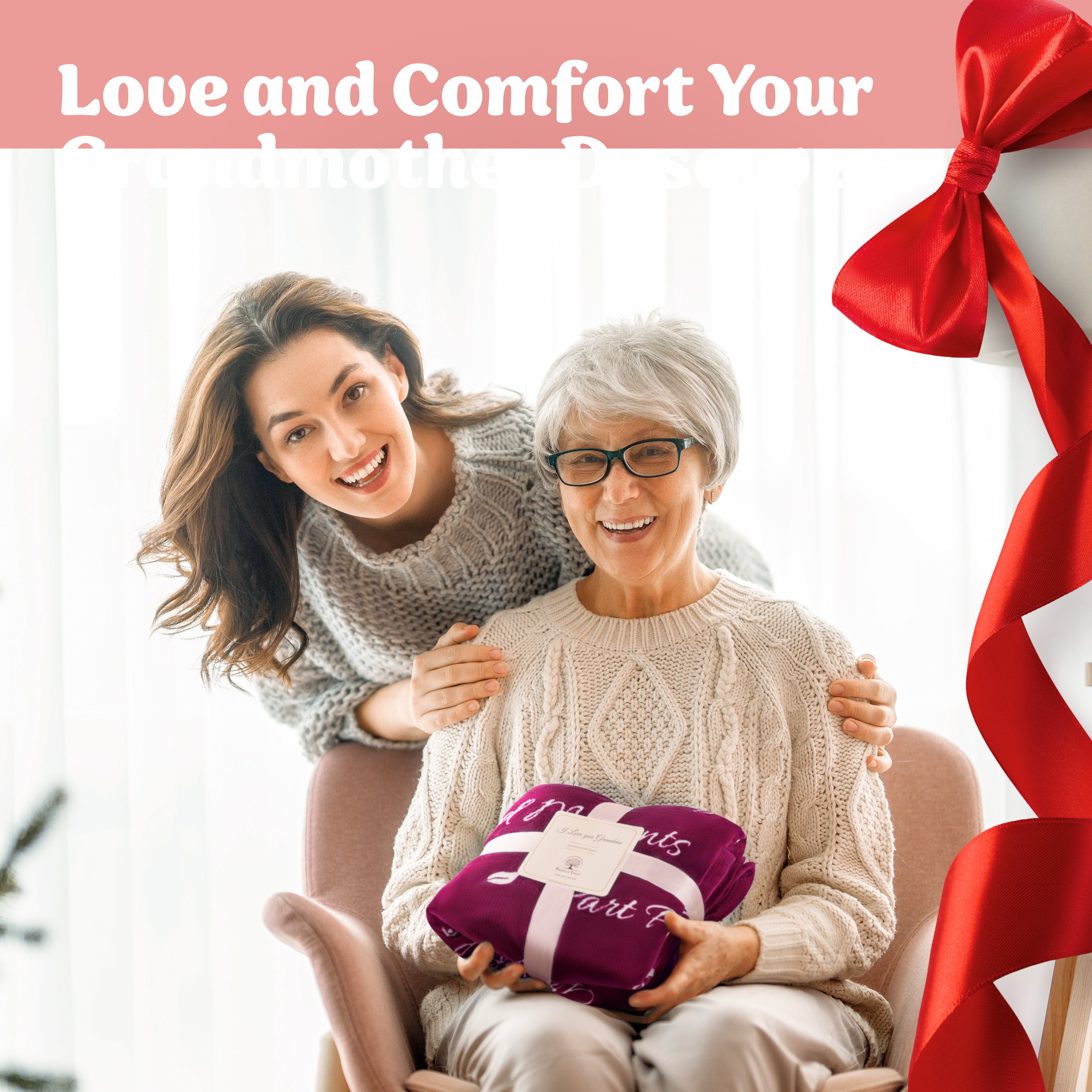 Grandma Gift Blanket (Merlot Red)