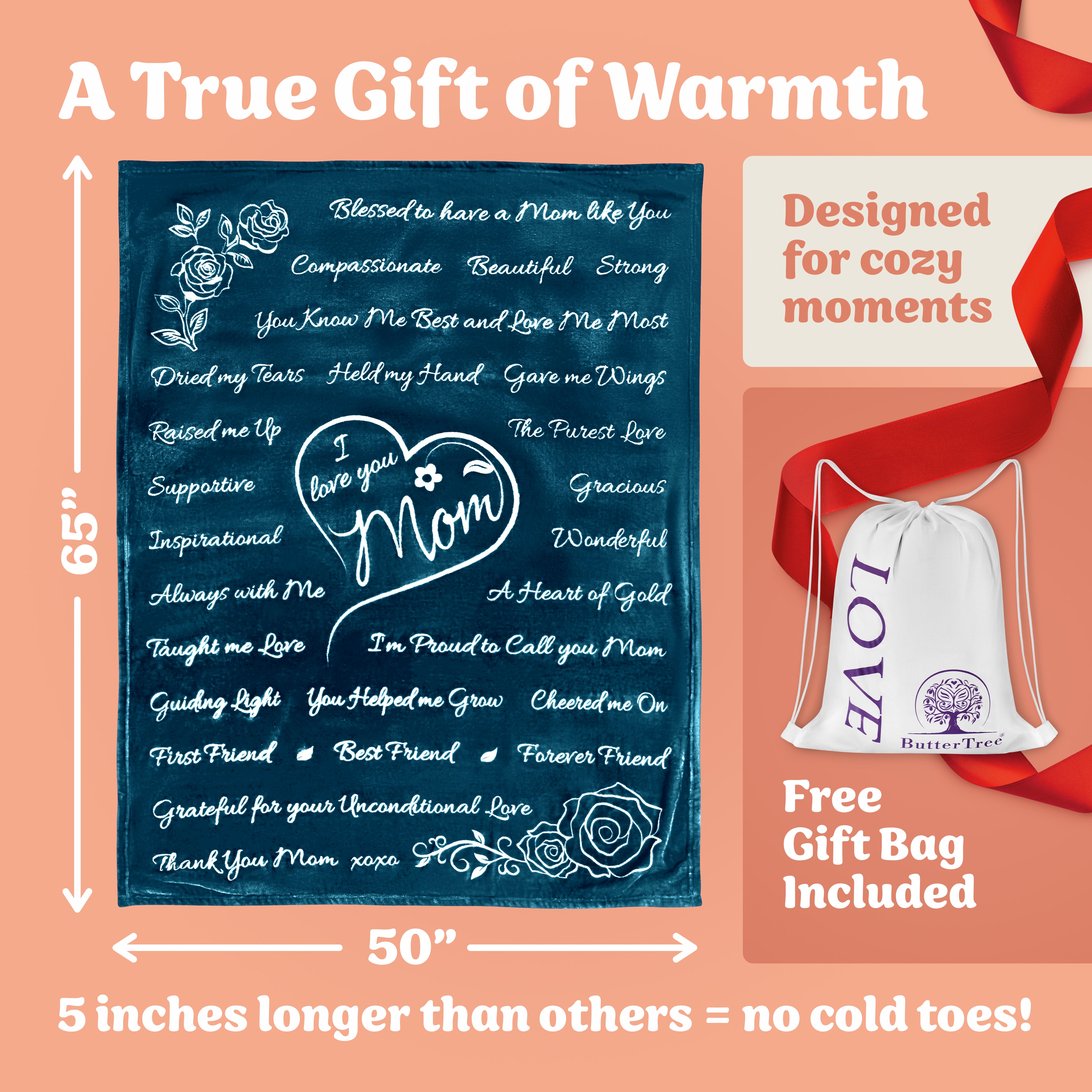 Mom Gift Blanket (Coral Blue)