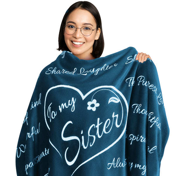 Sister Gift Blanket (Coral Blue)
