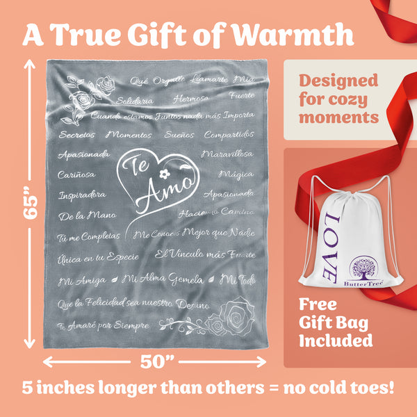 Te Amo Gift Blanket (Silver)