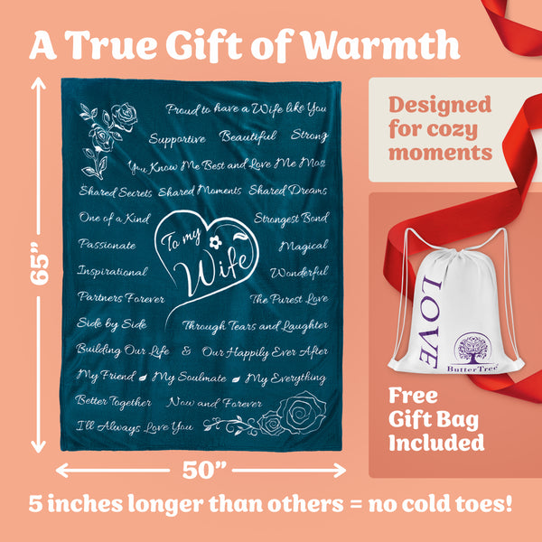 Wife Gift Blanket (Coral Blue)